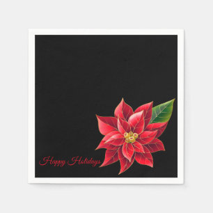 Kerstpapier Napkins Red Poinsettia Servet