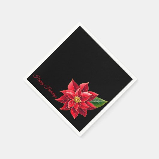 Kerstpapier Napkins Red Poinsettia Servet (Hoek)