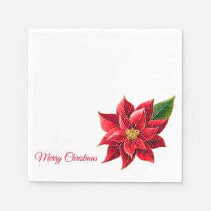 Kerstpapier Napkins Red Poinsettia's-Cocktail Servet