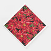 Kerstpapier Napkins Red Poinsettia's-Dinner Servet (Hoek)