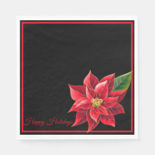 Kerstpapier Napkins Red Poinsettia's-Luncheon Servet