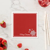 kerstpapier Napkins Red Snowflakes Servet (Insitu)