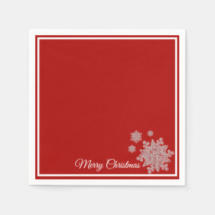 kerstpapier Napkins Red Snowflakes Servet