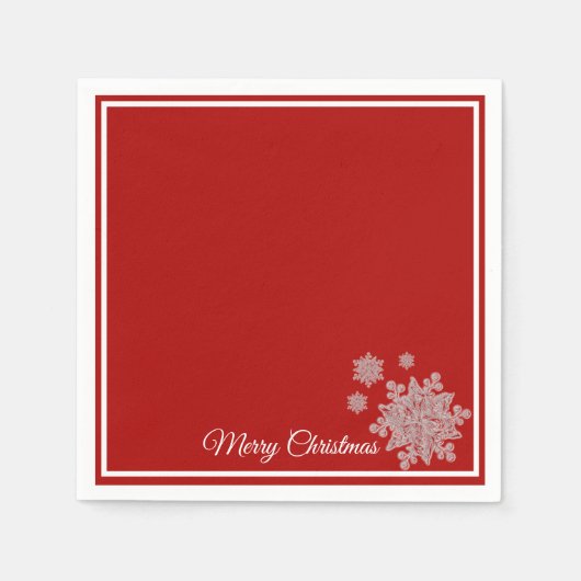 kerstpapier Napkins Red Snowflakes Servet (Voorkant)