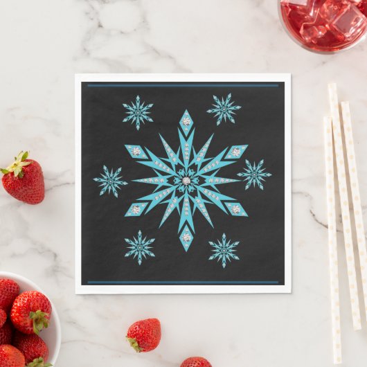 Kerstpapier Napkins, Snowflake Servet (Insitu)