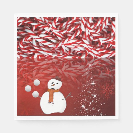 Kerstpapier Napkins, Snowman Servet (Voorkant)