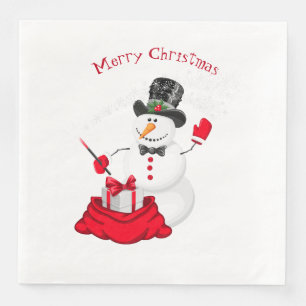 Kerstpapier Napkins-Snowman Servet