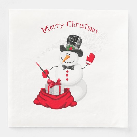 Kerstpapier Napkins-Snowman Servet (Voorkant)