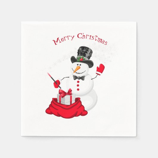 Kerstpapier Napkins-Snowman Servet (Voorkant)