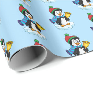 kerstpapier — pinguïn cadeaupapier
