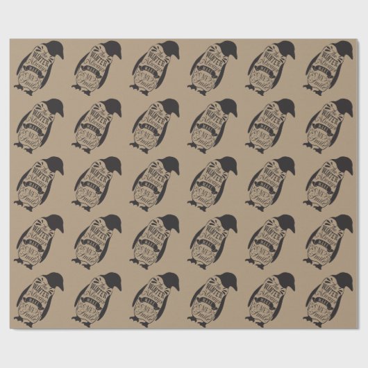kerstpapier - Pinguïn Cadeaupapier (Vlak)