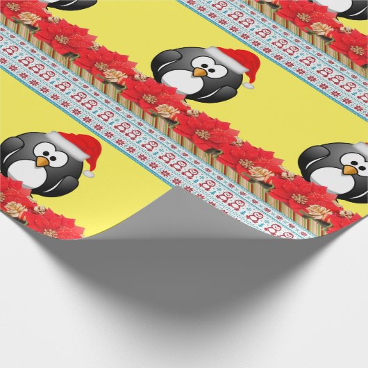 kerstpapier pinguïn cadeaupapier (Hoek)