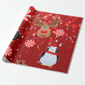 kerstpapier pinguïn cadeaupapier (Uitgerold)