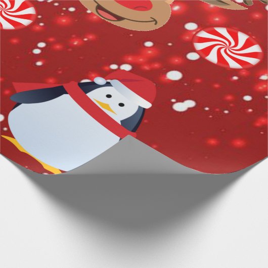 kerstpapier pinguïn cadeaupapier (Hoek)