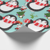 kerstpapier pinguïn cadeaupapier (Hoek)
