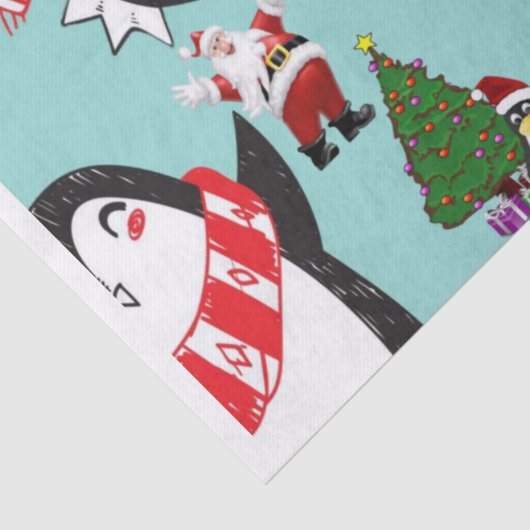 kerstpapier, pinguïn tissuepapier (Detail)