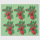 kerstpapier : POINSETTIAS Cadeaupapier (Vlak)