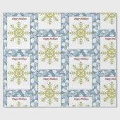 kerstpapier Prettige feestdagen sneeuwvlokken Cadeaupapier (Vlak)