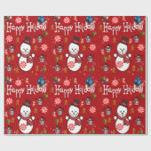 kerstpapier Prettige feestdagen Snowman Cadeaupapier (Vlak)