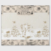 kerstpapier Prettige feestdagen Snowman Cadeaupapier (Vlak)