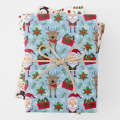 kerstpapier Reindeer Snowman Santa Wrapping Paper (In situ)