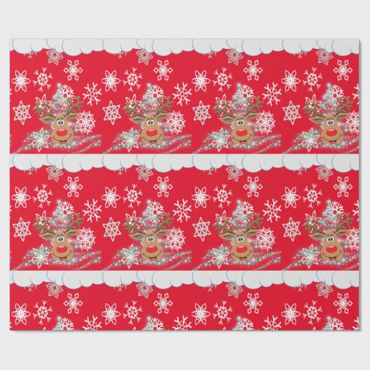 kerstpapier rendierrood cadeaupapier (Vlak)