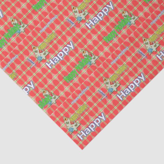 kerstpapier rood Prettige feestdagen Tissuepapier (Detail)