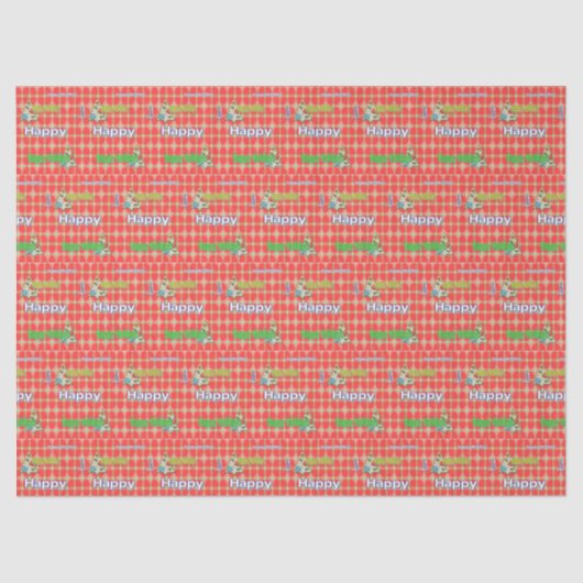 kerstpapier rood Prettige feestdagen Tissuepapier (Voorkant)