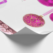 kerstpapier Roze ballen Snowman Cadeaupapier (Hoek)
