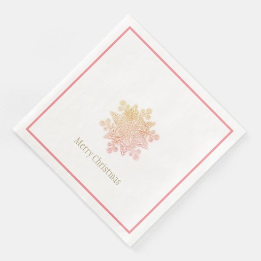 Kerstpapier Roze en Goldens Snowflake Servet (Hoek)