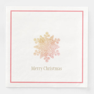 Kerstpapier Roze en Goldens Snowflake Servet