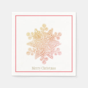 Kerstpapier Roze en Goldens Snowflake Servet