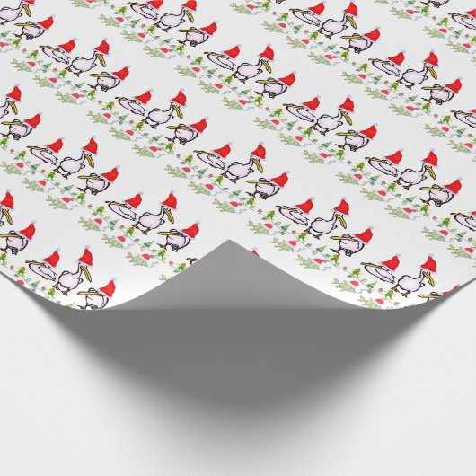 kerstpapier Roze Pelicans Cadeaupapier (Hoek)