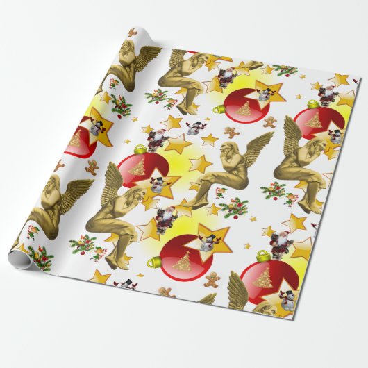 kerstpapier Santa Angels Cadeaupapier (Uitgerold)