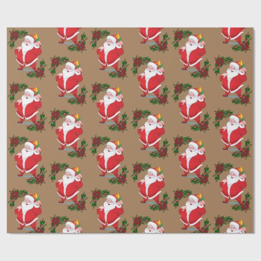 kerstpapier Santa Brown Cadeaupapier (Vlak)