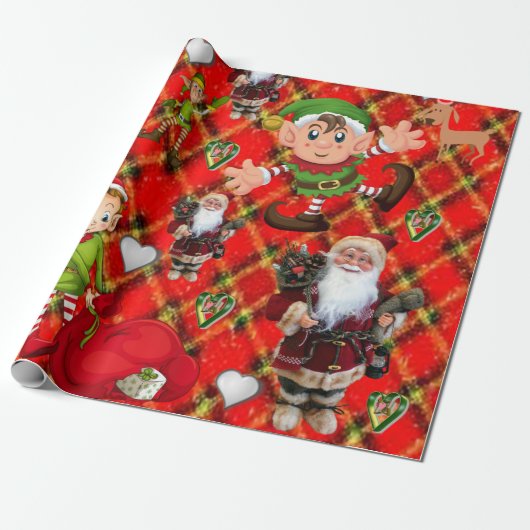 kerstpapier Santa Elf Cadeaupapier (Uitgerold)
