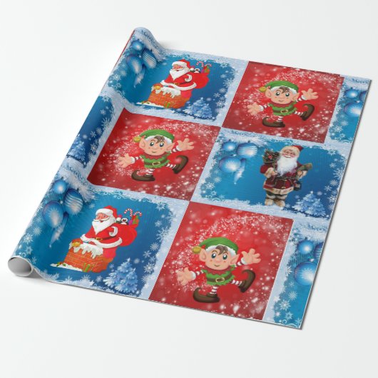 kerstpapier Santa Elf Cadeaupapier (Uitgerold)