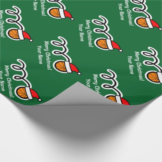 kerstpapier | Santa hat basketbal Cadeaupapier (Hoek)