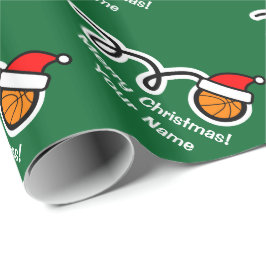 kerstpapier | Santa hat basketbal Cadeaupapier