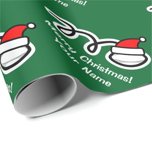 kerstpapier | Santa hat rugby ball Cadeaupapier (Rol Hoek)