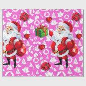 kerstpapier — Santa Pink Cadeaupapier (Vlak)