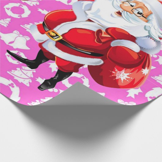 kerstpapier — Santa Pink Cadeaupapier (Hoek)