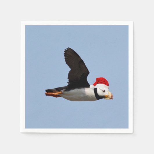 kerstpapier servet van puffin (Voorkant)