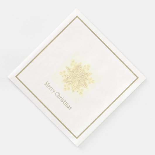 Kerstpapier servetten gouden sneeuwvlok (Hoek)