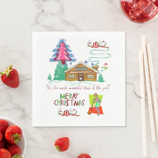 Kerstpapier servetten, schoonmaakster servet (Insitu)