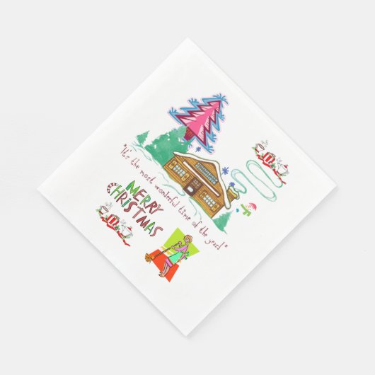 Kerstpapier servetten, schoonmaakster servet (Hoek)