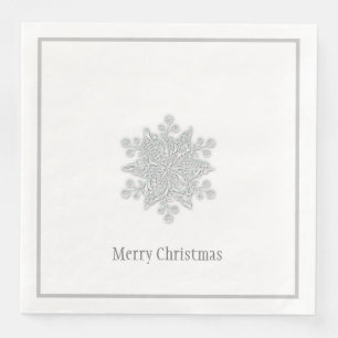 Kerstpapier servetten zilveren sneeuwvlok