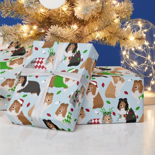 kerstpapier Shetland Sheepdog Wrapping Paper Cadeaupapier (Feestdagen)