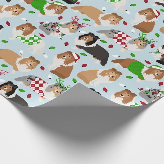 kerstpapier Shetland Sheepdog Wrapping Paper Cadeaupapier (Hoek)