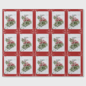 kerstpapier - Sneeuw- en rode tulpen Cadeaupapier (Vlak)